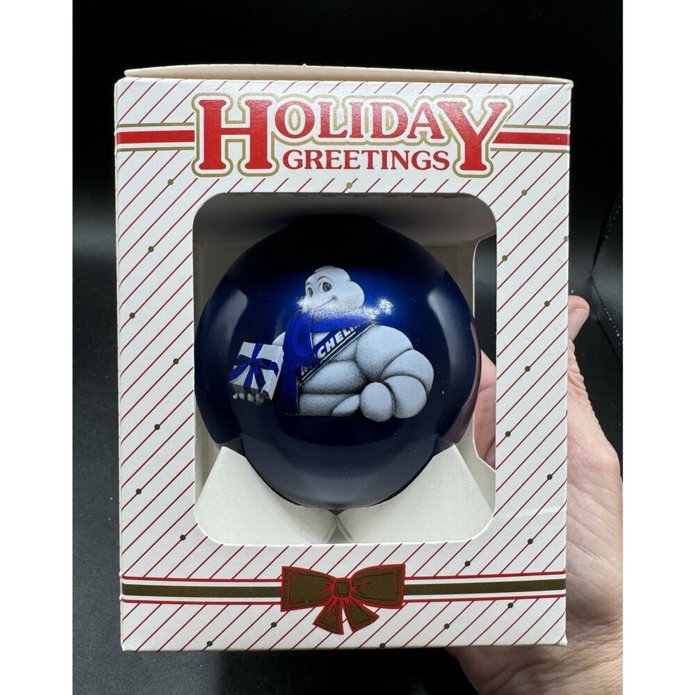 Vintage Tire Man Christmas Ornament Glass Ball 2004 New in Box! -Ball